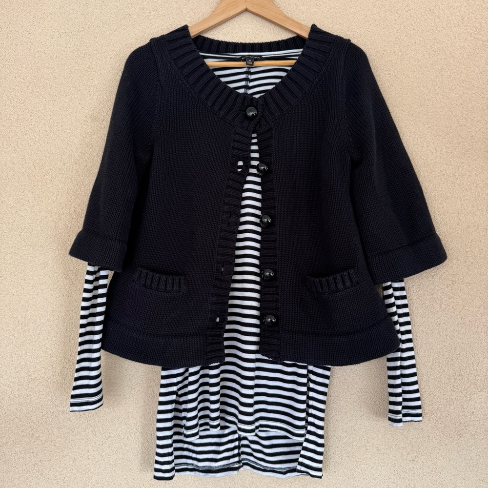 Banana Republic Blk & Wht Cardigan Sweater & Top Bundle Sz M
